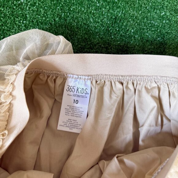 365 Kids A-Line Elastic Waist Multi-Tier Mesh Lined Beige Skirt Girl Size 10 NWT - Picture 6 of 10